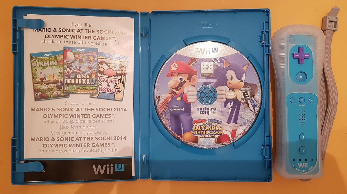 Mario & Sonic Sochi 2014 Olympic Winter Games with Blue Wii Remote Plus - Wii U