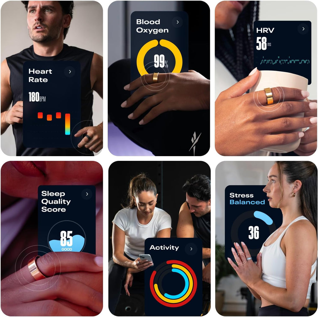 Reebok Smart Ring for Women or Men - Matte Black, Size 14 Fitness Ring - The Next Generation of Wearable Technology - Fitness and Sleep Tracker - Monitors Wellbeing and Recovery