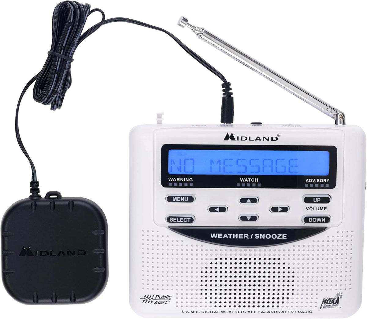Midland - NOAA Emergency Radio Bundle with Strobe Light and Pillow Shaker