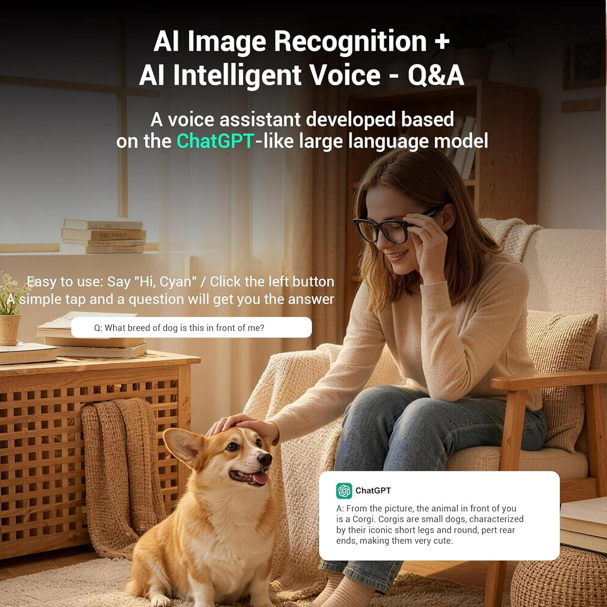 Blackview AI Smart Glasses with 12MP Camera, BT Call/Photo/4K HD Video Recording Glasses with Real-Time Translation, AI Voice Assistant, Object Recognition, Polarized Sunglasses Lenses