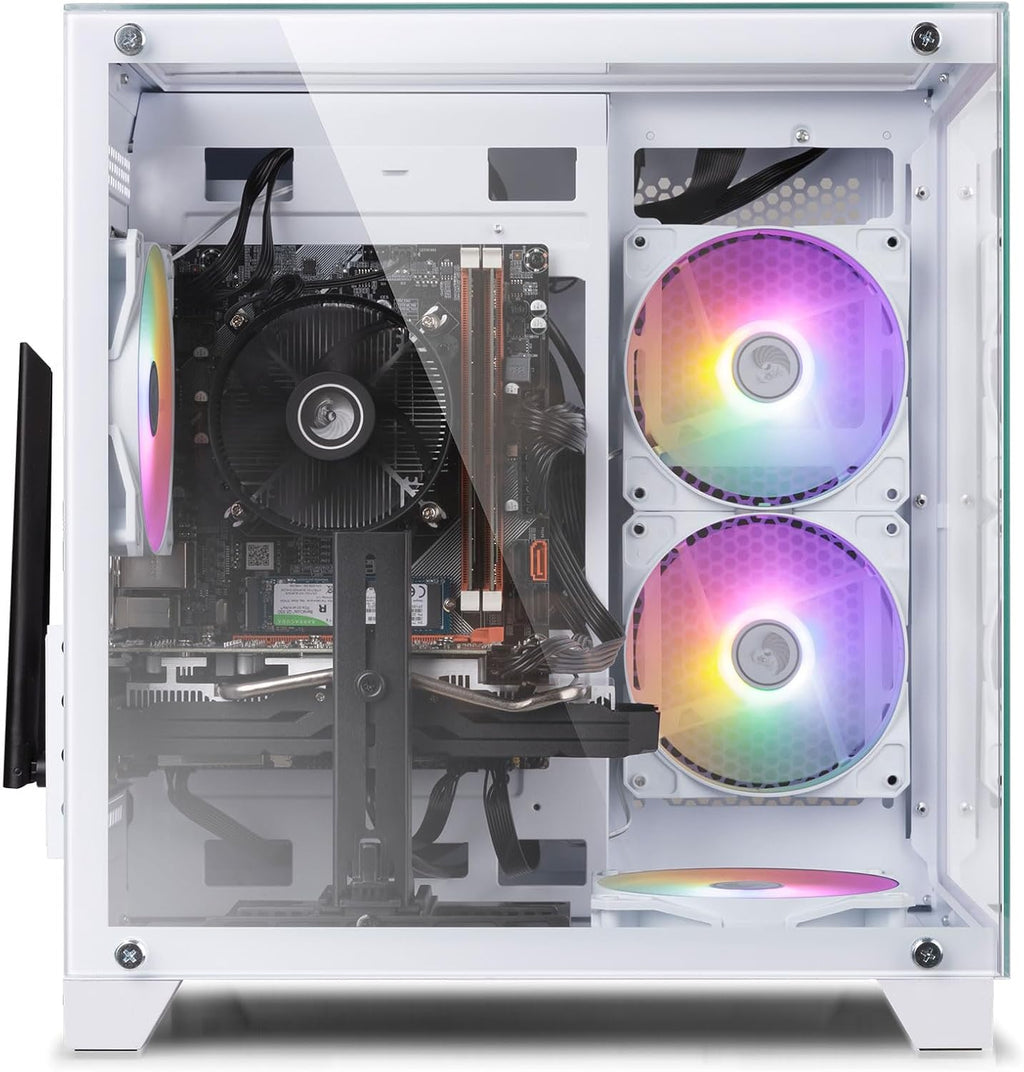 Gaming PC Desktop, Intel i7-4770, Radeon RX 550 4G, 16GB RAM, 512GB SSD, RGB Fans, White Prebuilt Gaming Computer with Keyboard & Mouse, Windows 11