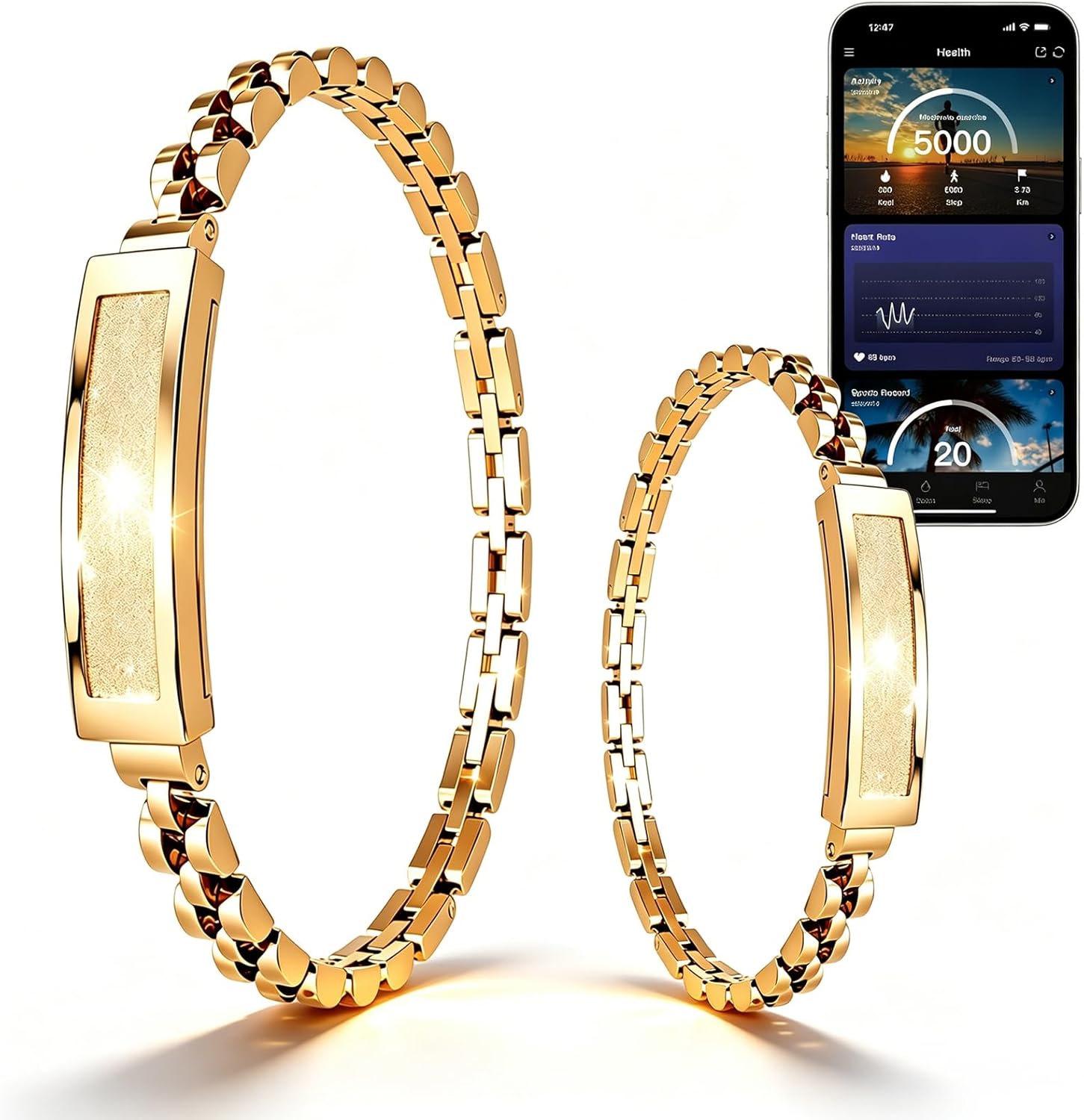 Renea Men & Women Smart Bracelet, Fitness Tracker/Wristband, All-Day Sleep Monitoring, Multiple Sports Modes, Long Battery Life, Easy Mobile Control, Free Android & iOS Apps (Gold)