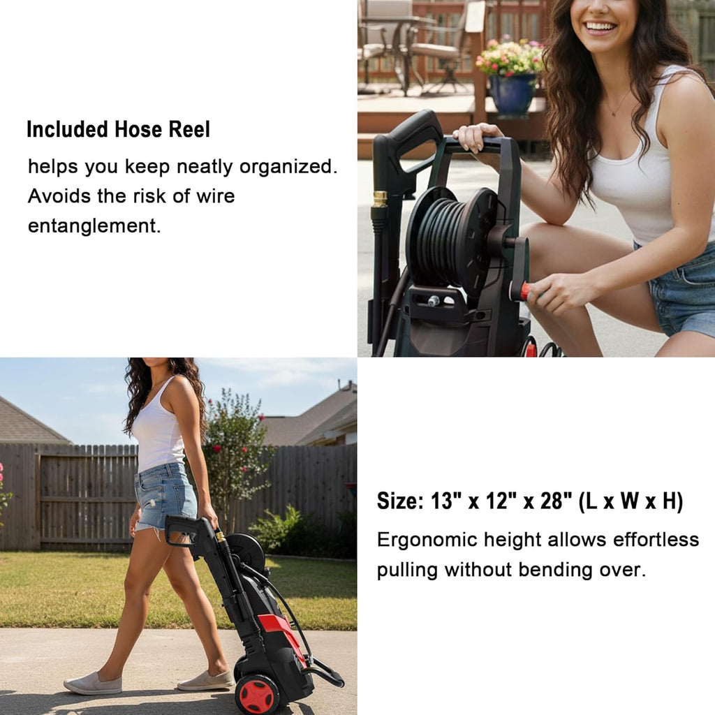 4800 MAX PSI P*ressure P*ower W*Asher, 4 N*ozzles and F*OAM C*annon P*ower Cleaner (Red)