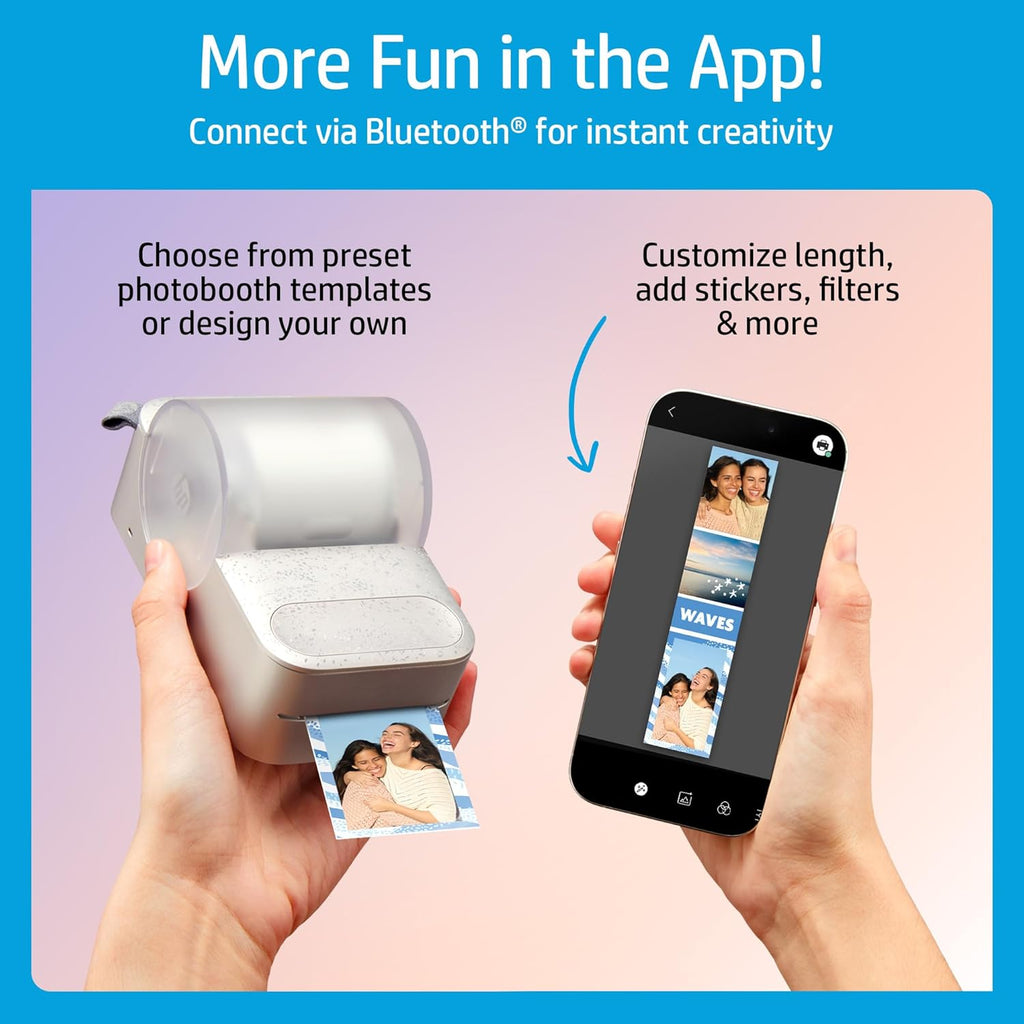 HP Sprocket Panorama Instant Color Label & Smartphone Photo Printer - Portable - Personalize Prints 2” x .5”- 9” on Zink Sticky-Back Photos - Create Photobooth Strips & Custom Designs in App - Grey