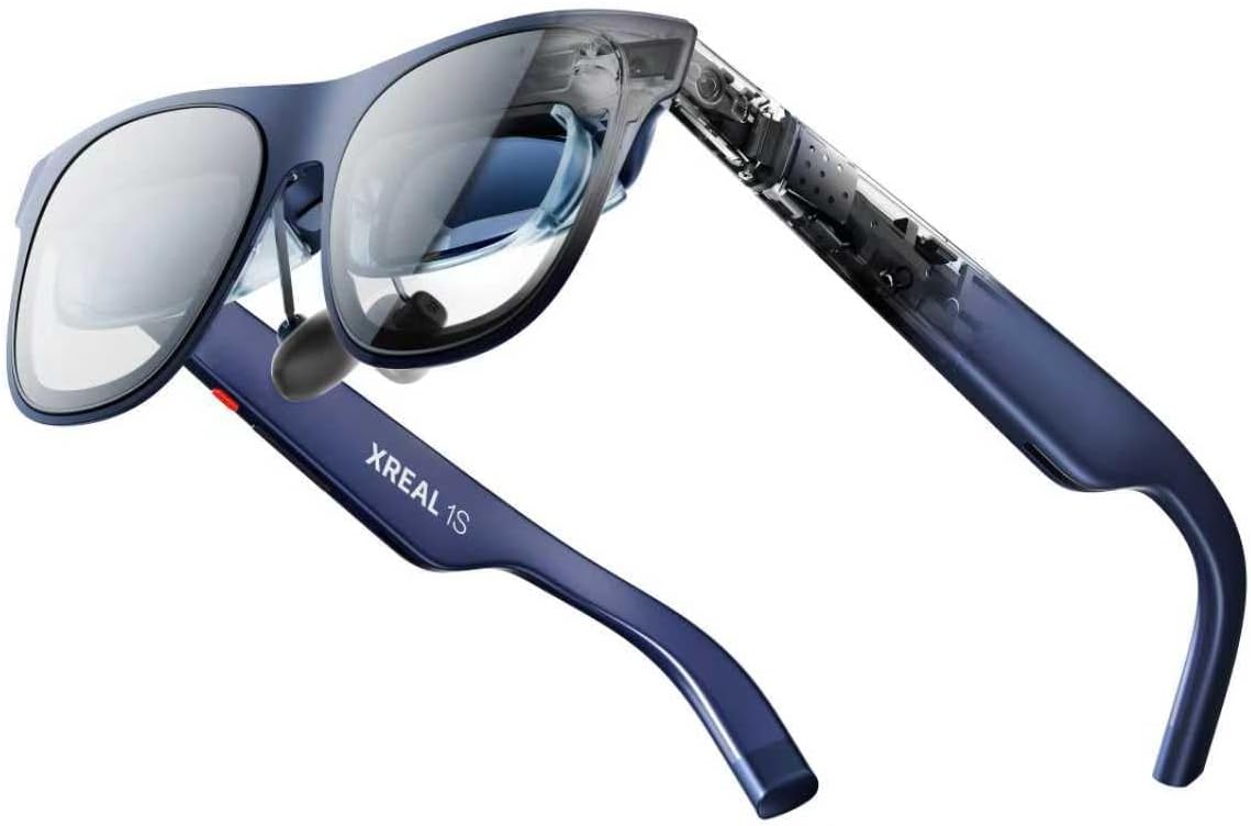 XREAL 1S AR/XR Glasses, 500" Virtual Screen Smart Glasses with 52° FOV, Native 3DoF, REAL 3D, Powered by X1 Chip, Supports All USB-C DP Devices Including iPhone 17/16 and Handhelds, like ROG/SteamDeck