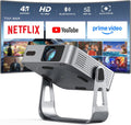 【Officially-Licensed APP & 1800ANSI】 Smart Mini Projector with WiFi and Bluetooth, VISSPL Native 1080P Auto Focus & Keystone Portable Outdoor Projector, 4K Support Home Movie Projector Sliver