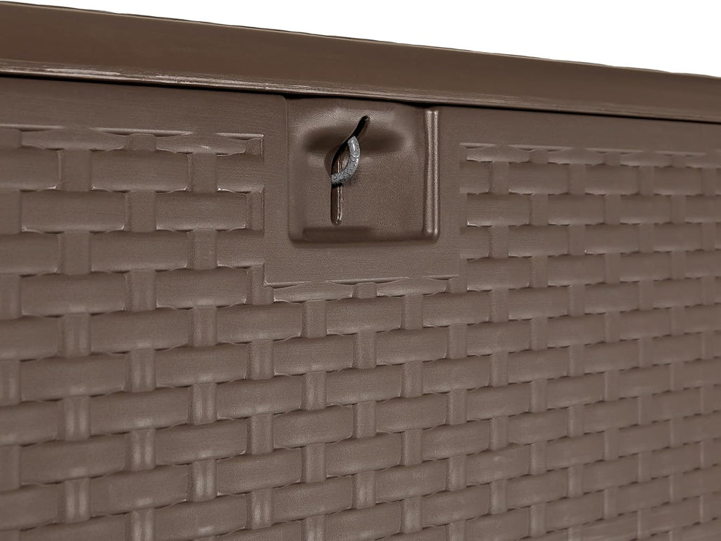 Amazon Basics Outdoor Storage Deck Box, Lockable, Weather-Resistant, 99 Gallon, Brown, for Patio Cushions, Gardening Tools, Pool Accessories