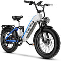 EUYBIKE Electric Bike for Adults 1400W Peak, 48V 20AH(960WH) Removable Battery, 20"x4" Fat Tire Full Suspension 80 Miles Range Step-Thru Hunting Ebike, 7-Speed Dual Brakes Electric Bicycle