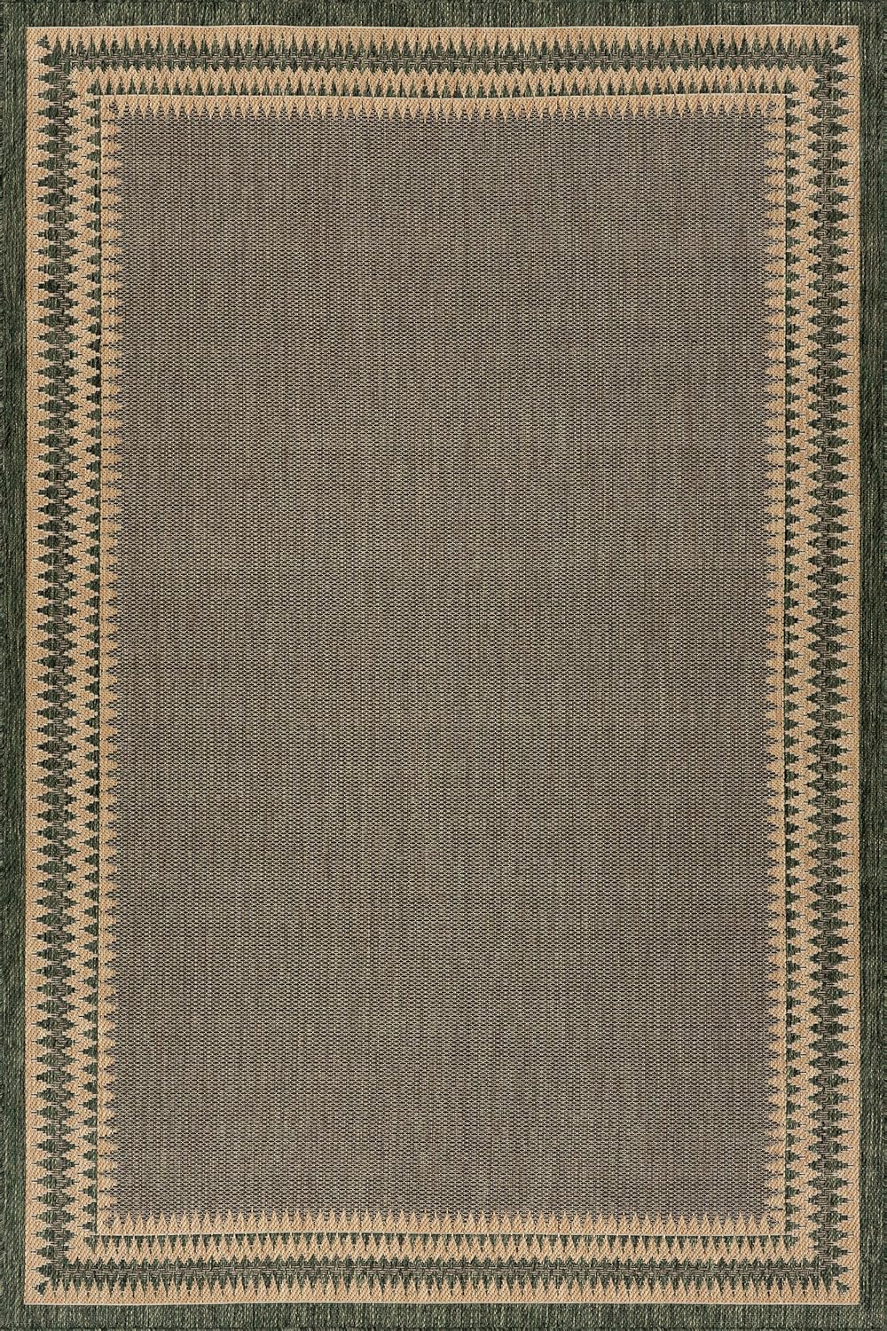 Dash & Albert Essoria Green Indoor/Outdoor Rug Rug, 8 X 10 Feet, Green/Black Bordered Pattern