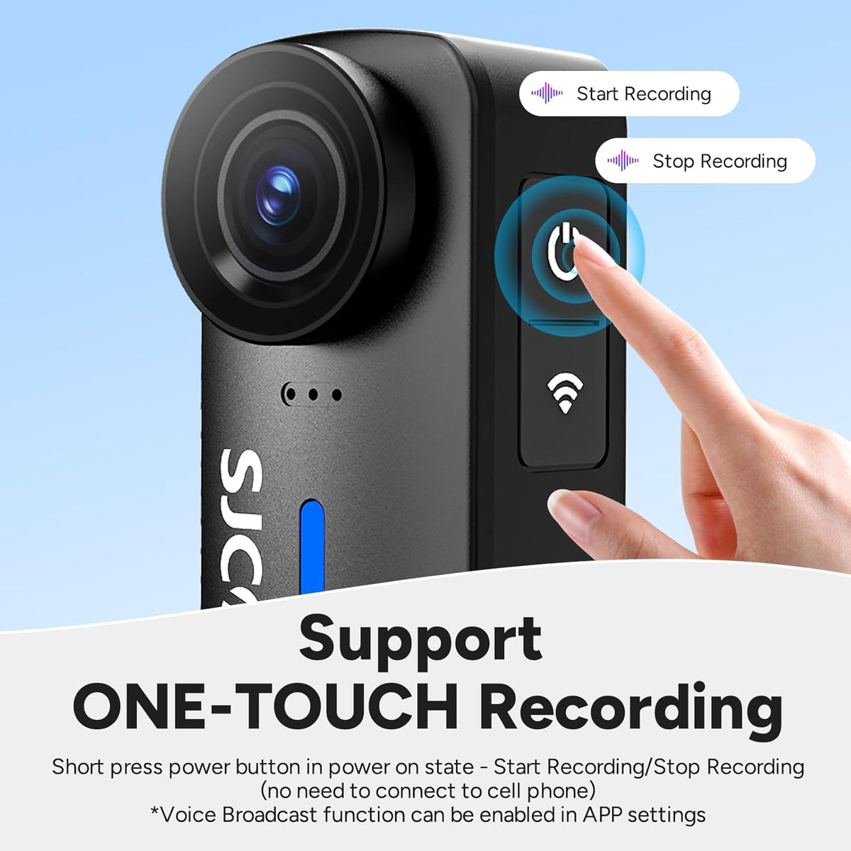 SJCAM C110Plus POV Camera,64GB 4K Mini POV Body Camera,170° FOV,6-Axis Stabilization, Waterproof,Wearable Action Camera for Underwater,Skiing,Biking,Kids,Helmet Mount