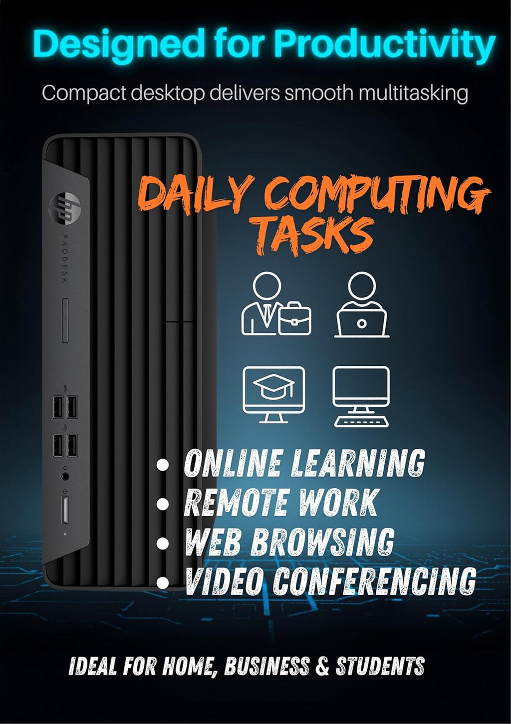 HP ProDesk G7 SFF Desktop Computer, Intel Processor, Dual 4K Display Support| 8GB RAM, 512GB SSD| WiFi| Bluetooth| HDMI, USB, RJ-45| Windows 11 Pro| Wired Keyboard & Mouse| Business & Personal Use