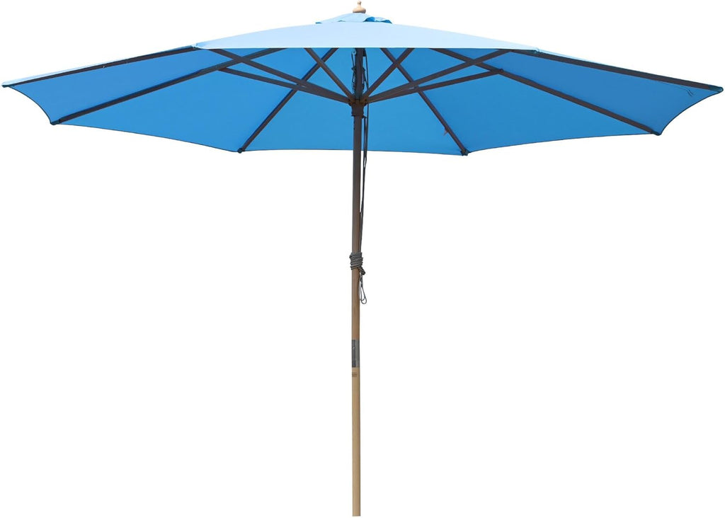 Yescom 13ft Coastal Solid Beech Wood Umbrella Pulley Lift Commercial Base with Wheel Included for Beach Club Seaside Restaurant Terrace Resort Poolside