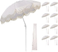 LAGarden Ocean Windproof 6Ft Outdoor Fringe Umbrella Tilting Beach Umbrellas for Sand Portable with Carry Bag Patio Yard Picnic Table Garden Lawn Deck Wedding Pool Party Event