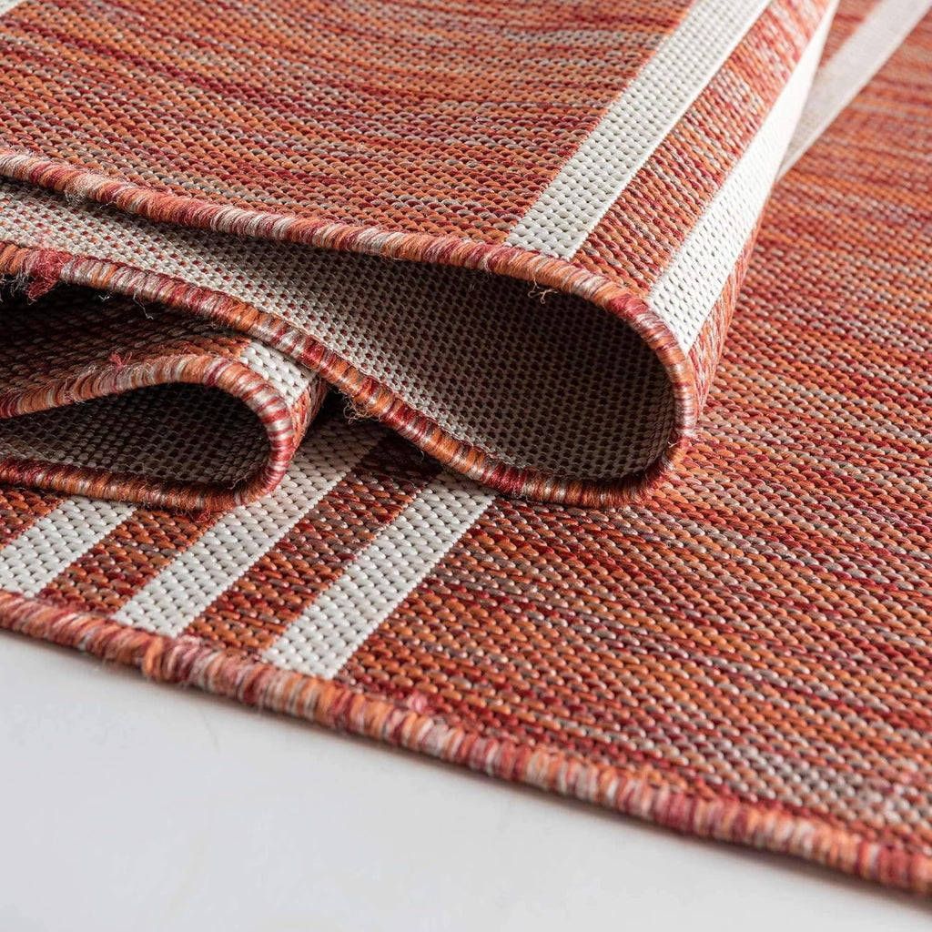 Unique Loom Outdoor Collection Area Rug - Anguilla (9' x 12' Rectangle, Rust Red/ Ivory)