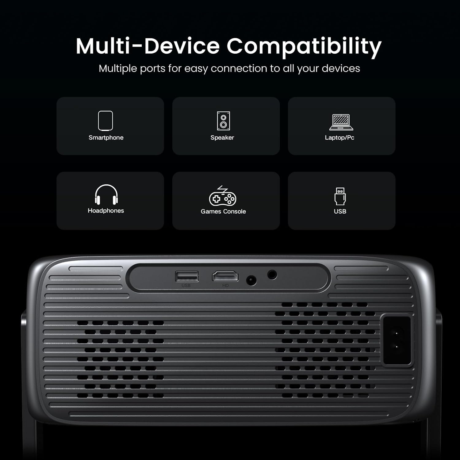 2000 ANSI Official Licensed Google TV Outdoor Projector 4K Decoding, Smart Projector with Wifi and Bluetooth, Auto Focus, Dolby Sound, Built-in Apps, HAPPRUN Indoor Home Theater with 270° Stand