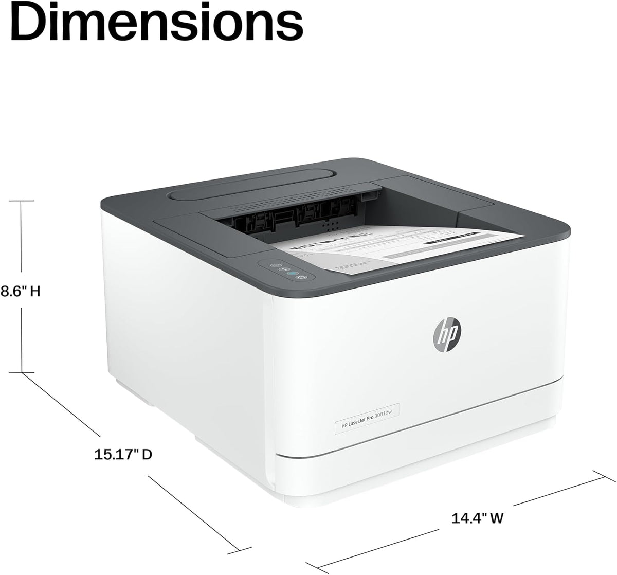 HP Laserjet Pro 3001dw Wireless Black & White Printer, Best-for-Office (3G65OF)