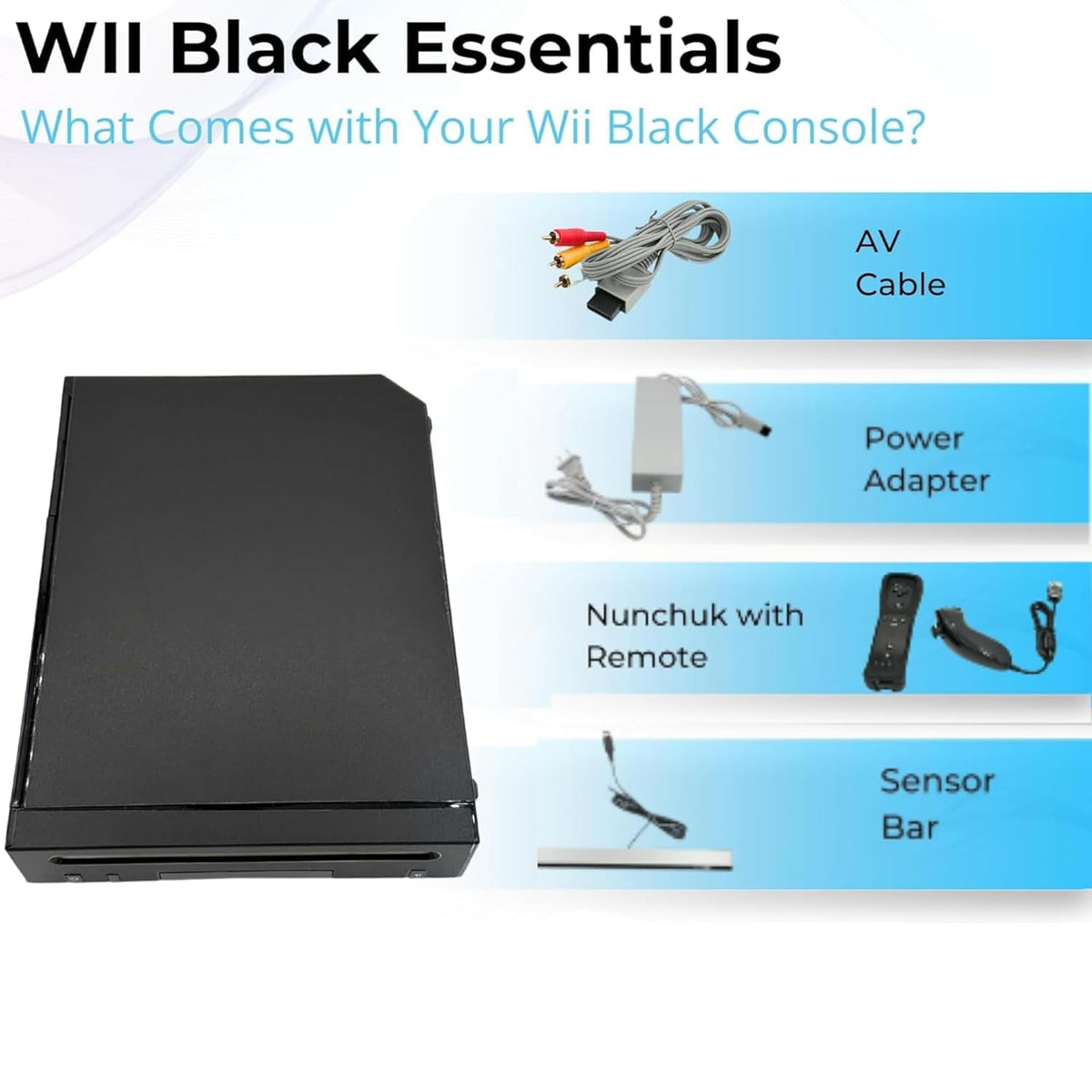 Nintendo Wii Console (Black) with Controllers and Nunchucks (Renewed)