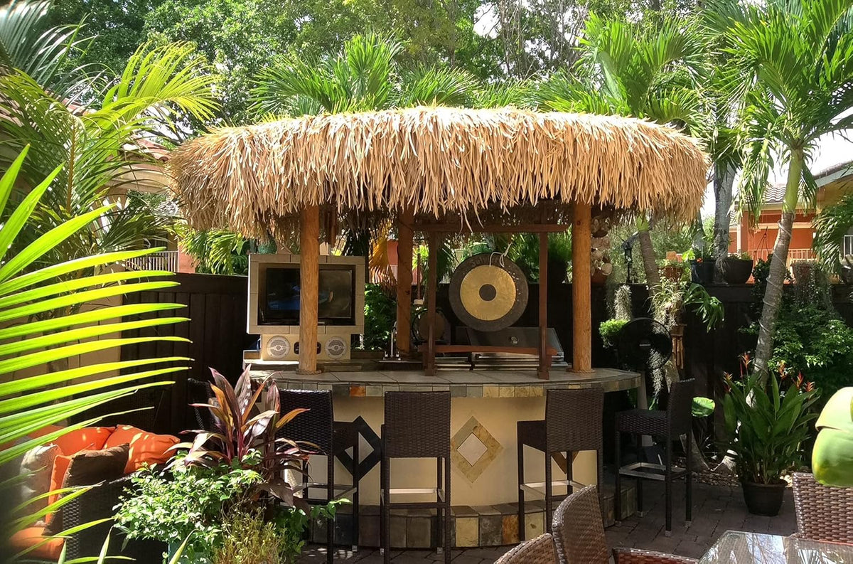 amaZulu, Inc Synthetic Tiki Umbrella Cover - 14ft | Palapa Umbrella | Thatch Umbrella Cover | Tiki Umbrella Outdoor Patio Cover | Boho Beach Umbrella Cape | Paradise Grill Replacement Cover