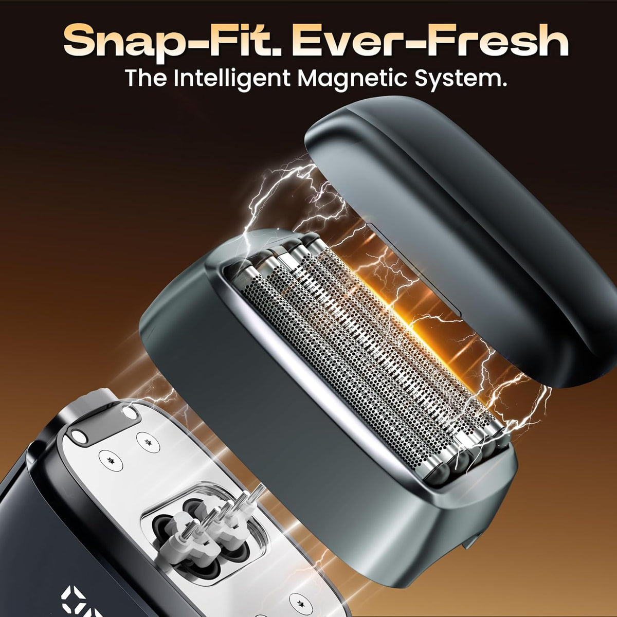 Electric Foil Shaver for Men: Upgraded 5-Blade System, IPX8 Waterproof & LED Display, 2 Power Levels,90-Min Runtime,USB-C Fast Charge with Magnetic Guard & Brush Flannel Gray
