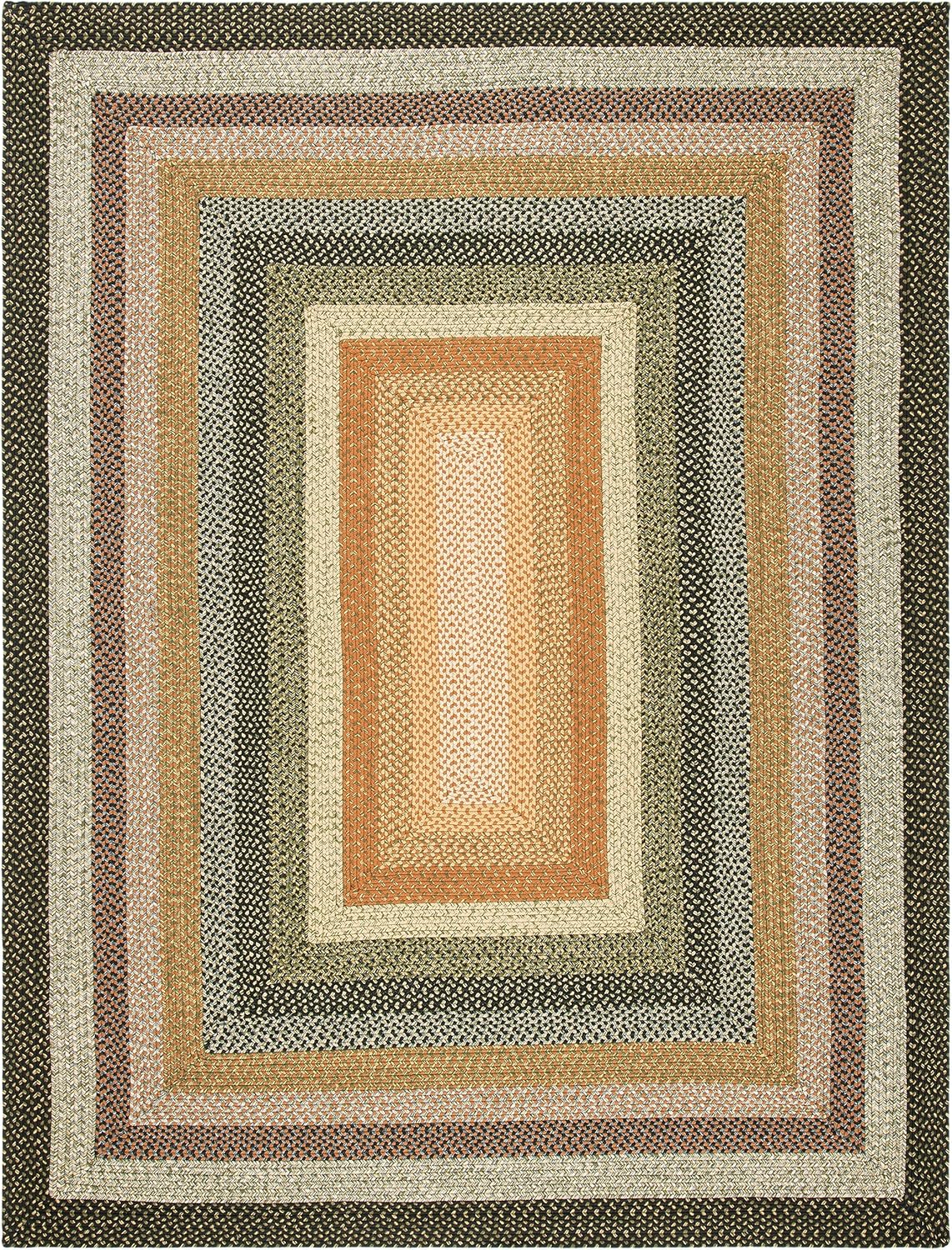 SAFAVIEH Washable Rug Outdoor Braided Collection - 8' x 10', Multi, Handmade & Reversible, Non-Shedding & Easy to Clean, Ideal for Patio, Backyard, Mudroom (BRD308A)