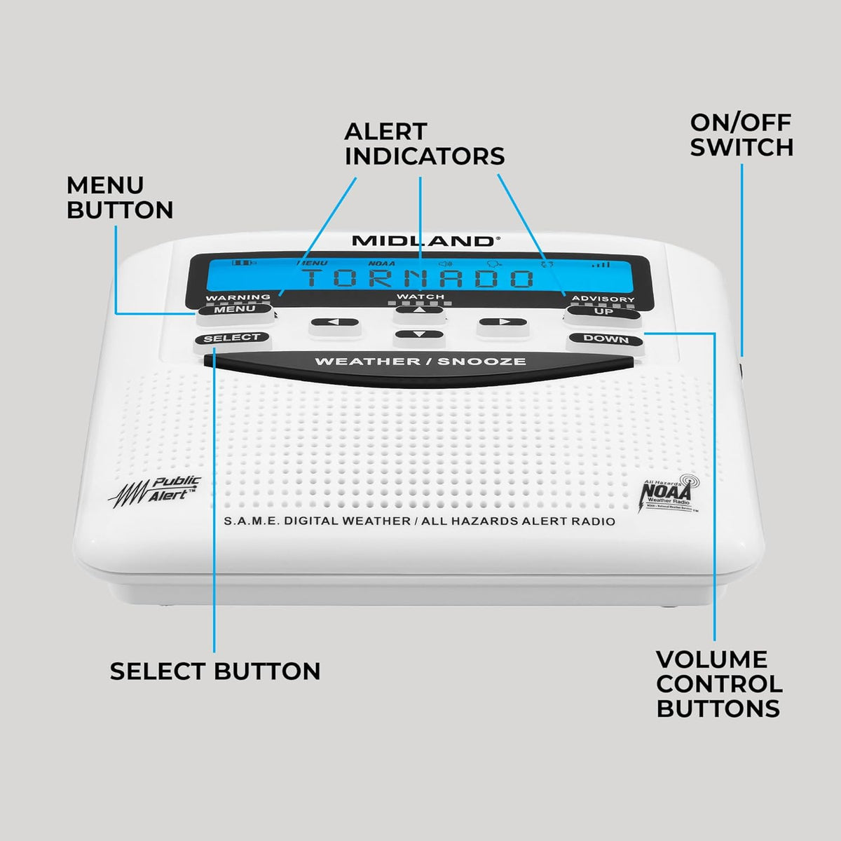 Midland - NOAA Emergency Radio Bundle with Strobe Light and Pillow Shaker