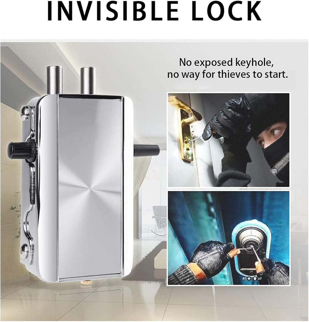 Electronic Door Lock, Zinc Alloy Anti-Theft Remote Door Lock with 4 Remote Controls, Keyless Entry Smart Remote Control Lock for Home Office Garage, Remote/TTLock/Bluetooth Unlock ﻿