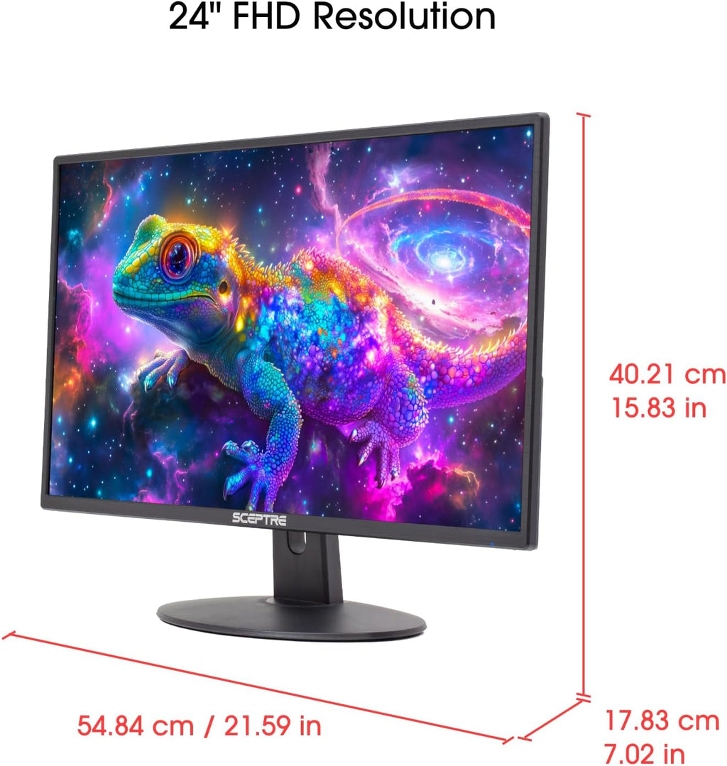 Sceptre 24 Inch 75Hz 1080p LED Monitor with Build-in Speakers HDMI VGA Ports, New Black 2019 (E248W-1920)
