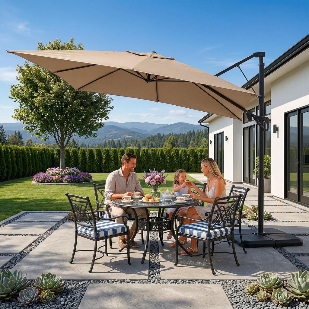 SUNBURY 10x13FT 10x10FT Patio Umbrella Outdoor Offset Umbrella with 8 Sturdy Ribs Market Umbrella with 360 Rotation Cantilever Sun Shade for Backyard, Lawn