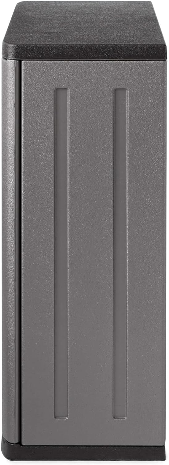 Suncast Wall Storage Cabinet for Garage Organization - 4 Cu. Ft. Wall Mounted Garage Cabinet with Shelf for Garden Supplies, Paint Cans & Outdoor Tools, Multi-Wall Resin Construction, Platinum