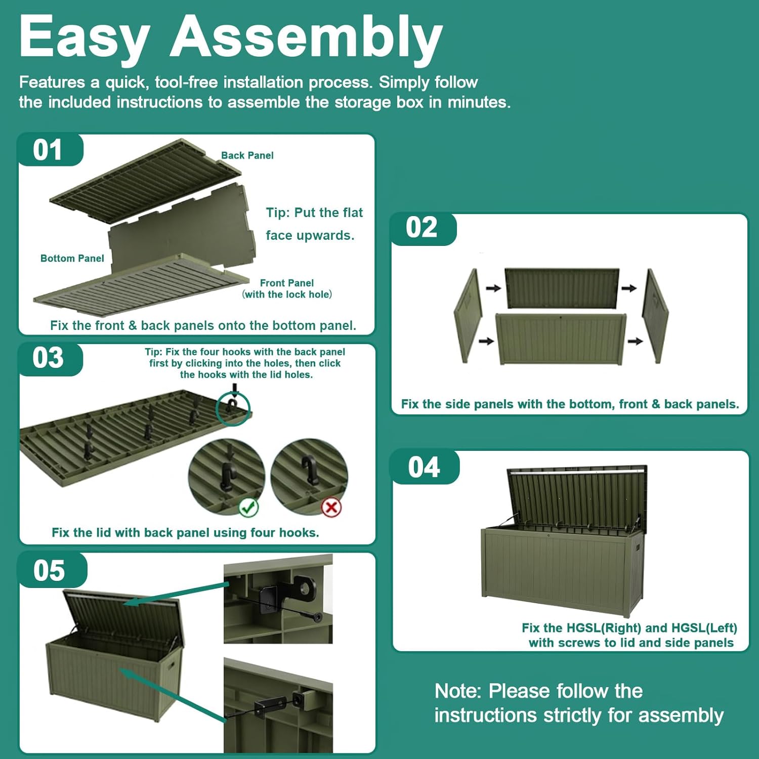 EHHLY Outdoor Storage Box Large-120 Gallon Deck Box with Hydraulic Pistons&Lockable Secure, Waterproof Resin Package Delivery Box for Outside Porch, Curbside, Patio, Home