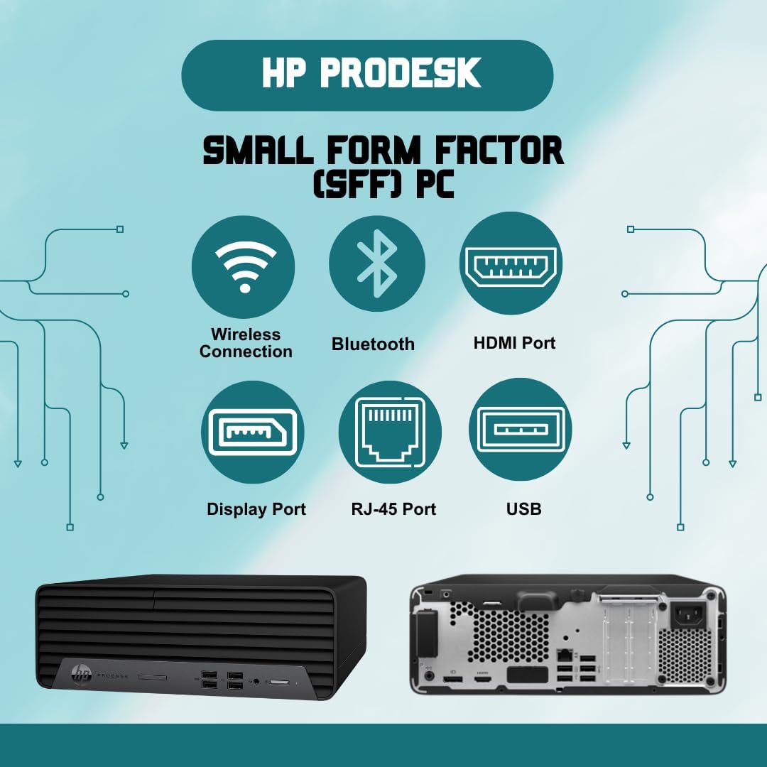 HP ProDesk G7 SFF Desktop Computer, Intel Processor, Dual 4K Display Support| 8GB RAM, 512GB SSD| WiFi| Bluetooth| HDMI, USB, RJ-45| Windows 11 Pro| Wired Keyboard & Mouse| Business & Personal Use