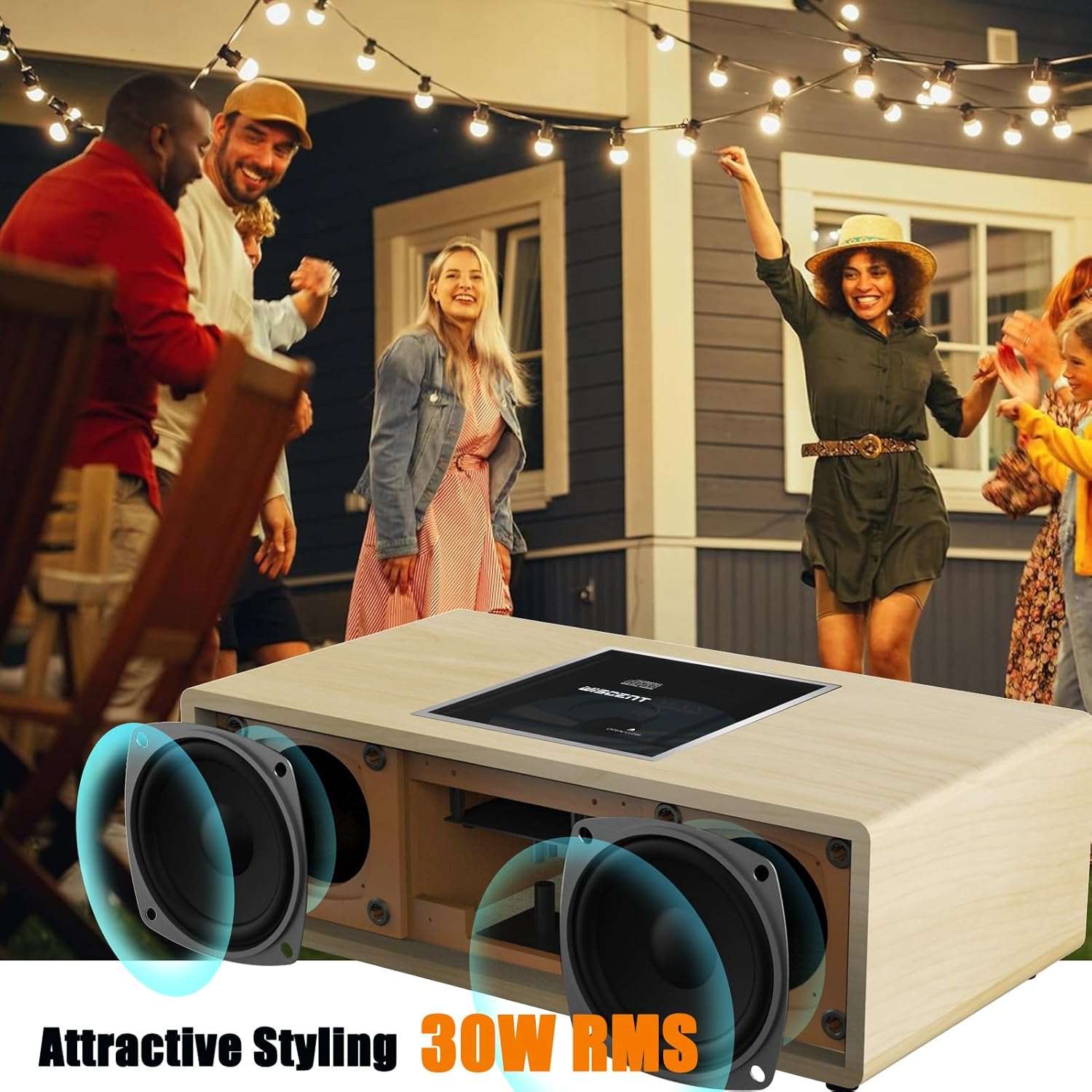 Bluetooth Stereo System for Home with CD Player, Vintage Wooden Hi-Fi Music System with Bluetooth, FM Radio, AUX & USB Input, Remote Control, Compact Radio & Stereo