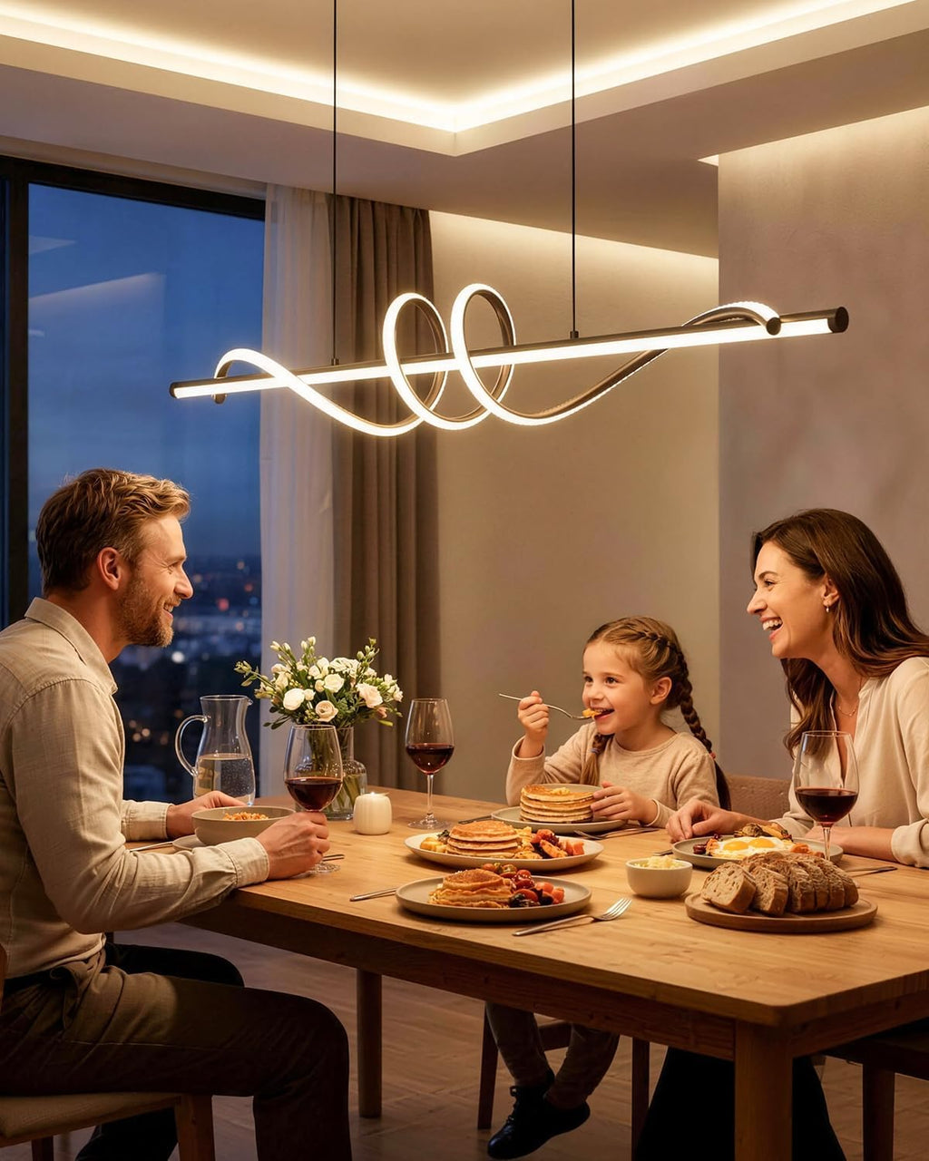 39.4in Linear Pendant Light, Led Chandelier Dimmable with Remote Control, 3000K-6000K Adjustable Color Temperature Island Light, Dining Room Light Fixture for Kitchen, Living Room
