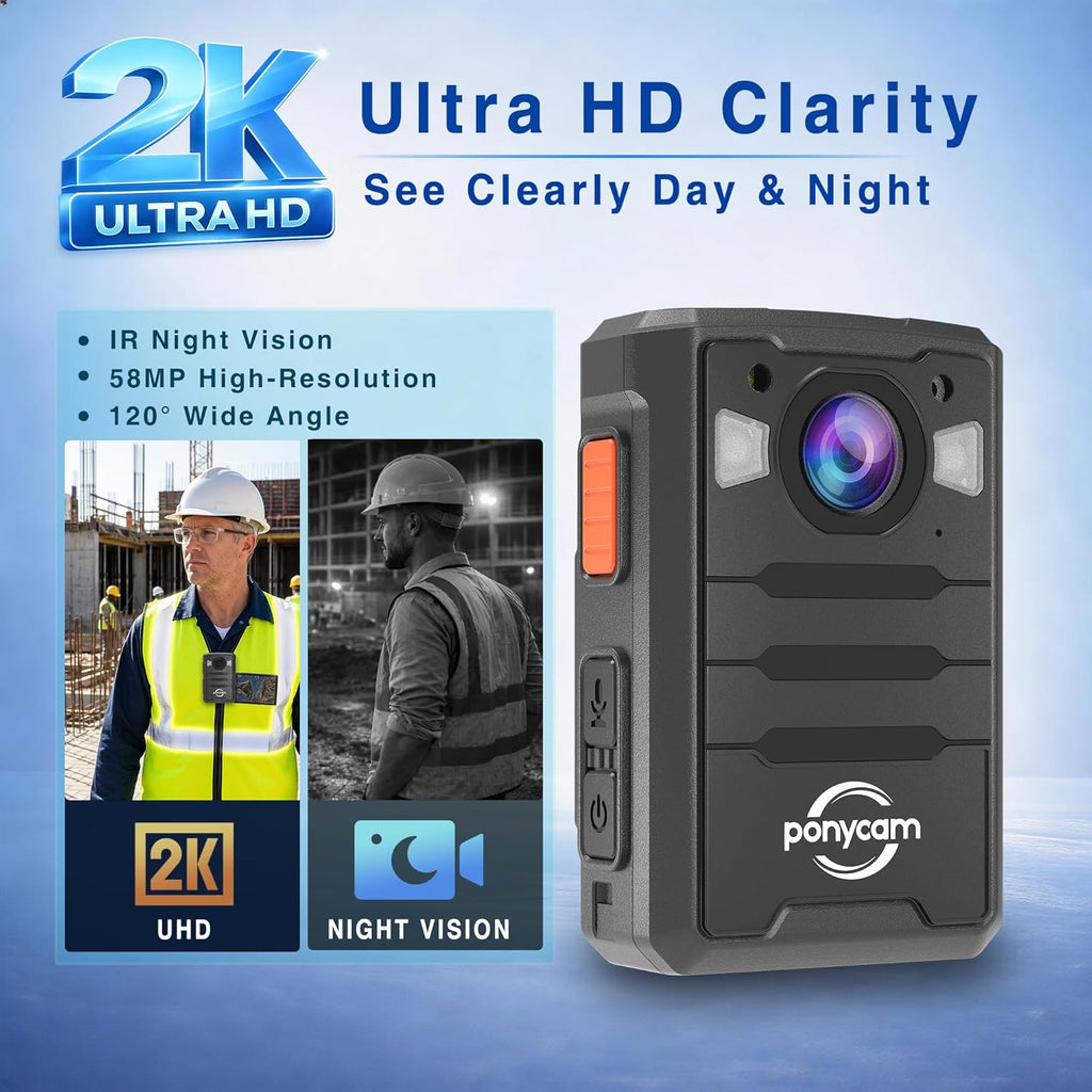 1440P 4G GPS Body Camera, SIM Card Included, 17H Record Time, 3600mAH Battery, 128G Memory Audio Video Recording and Intercome Body-Worn Camera, Data-encrypt for Security, Work, Guard