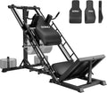 Leg Press Hack Squat Machine with Back Support Cushion, 3 in 1 Adjustable Leg Press Machine with Quad Track Roller System, Hack Squat Machine