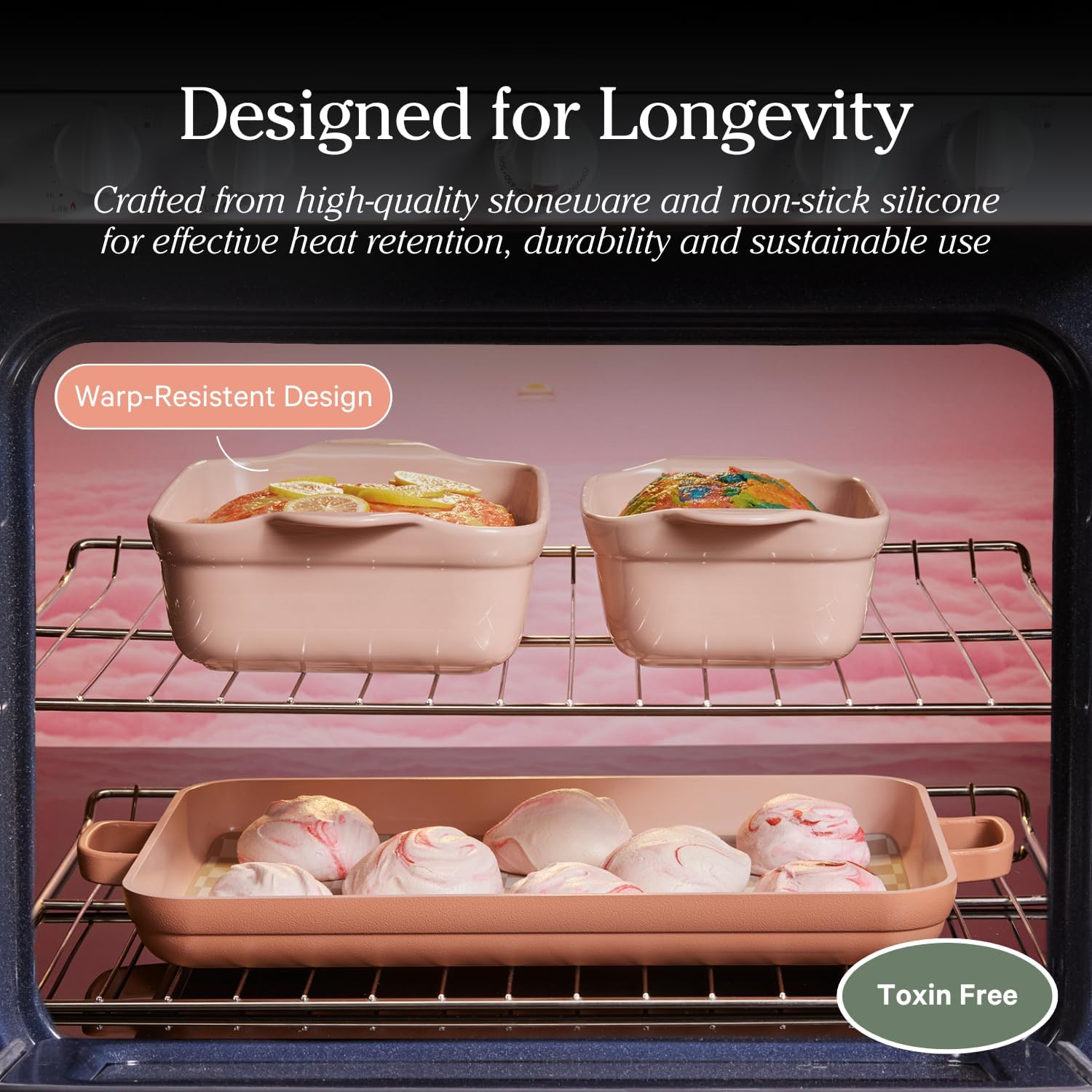 Our Place Bakeware Set | 5-Piece Ceramic Bakeware Collection with Stovetop-to-Oven Griddle Pan | PFAS-Free Non-Toxic Nonstick Pans, Oven Mat & Baking Dishes | Blue Salt