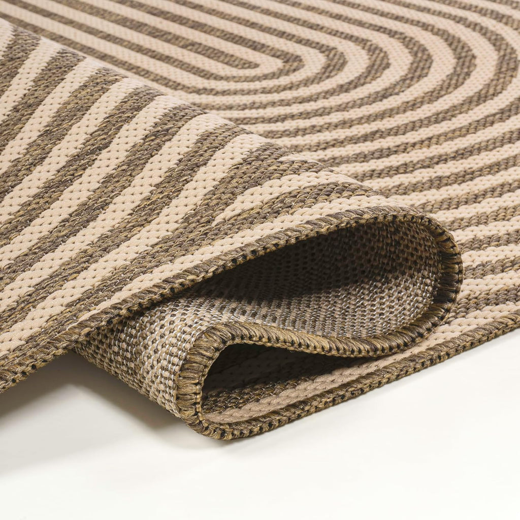 JONATHAN Y Geometric Arch Stripe Indoor Outdoor Area Rug 9X12 Beige/Brown, Margot Modern for Backyard, Patio, Porch, Easy-Cleaning, High Traffic, Pet-Friendly, Non-Shedding (SHP201A-9)