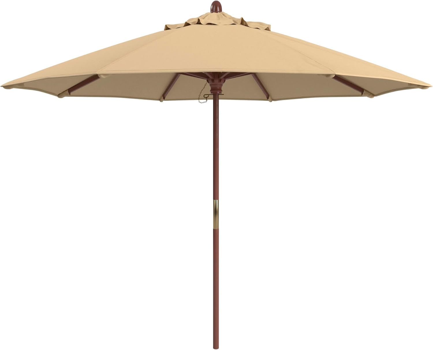 California Umbrella 9' Premium Commercial Hardwood Patio Umbrella, Manual Lift With Sunbrella Antique Beige Fabric