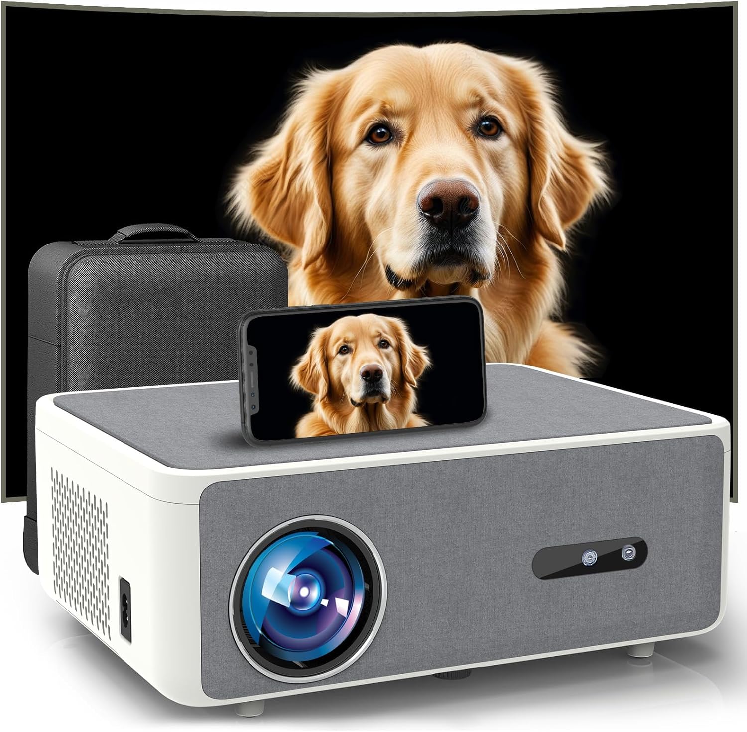 2000 ANSI Auto Focus  FHD 4K Outdoor Projector with WiFi and Bluetooth,4K Movie Projector, Auto Keystone 50% Zoom,30W Speaker,Dust-Proof,Home Theater Projector 4K+ for Phone/TV Sticks/PC/USB