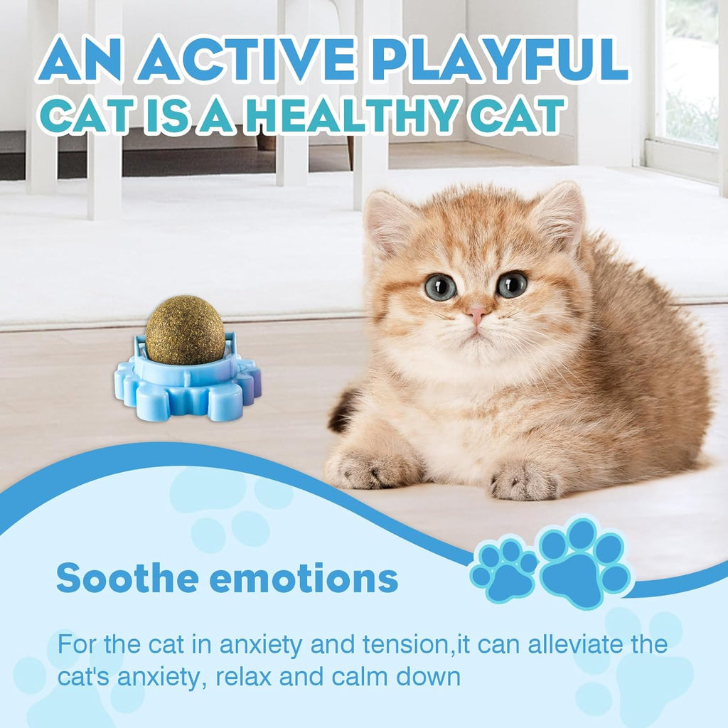 4-Pack Catnip Rollerball Wall Catnip Balls for Cats Wall Cat Mint Ball Help Cats Regulate Their Mood and Clean The Mouth