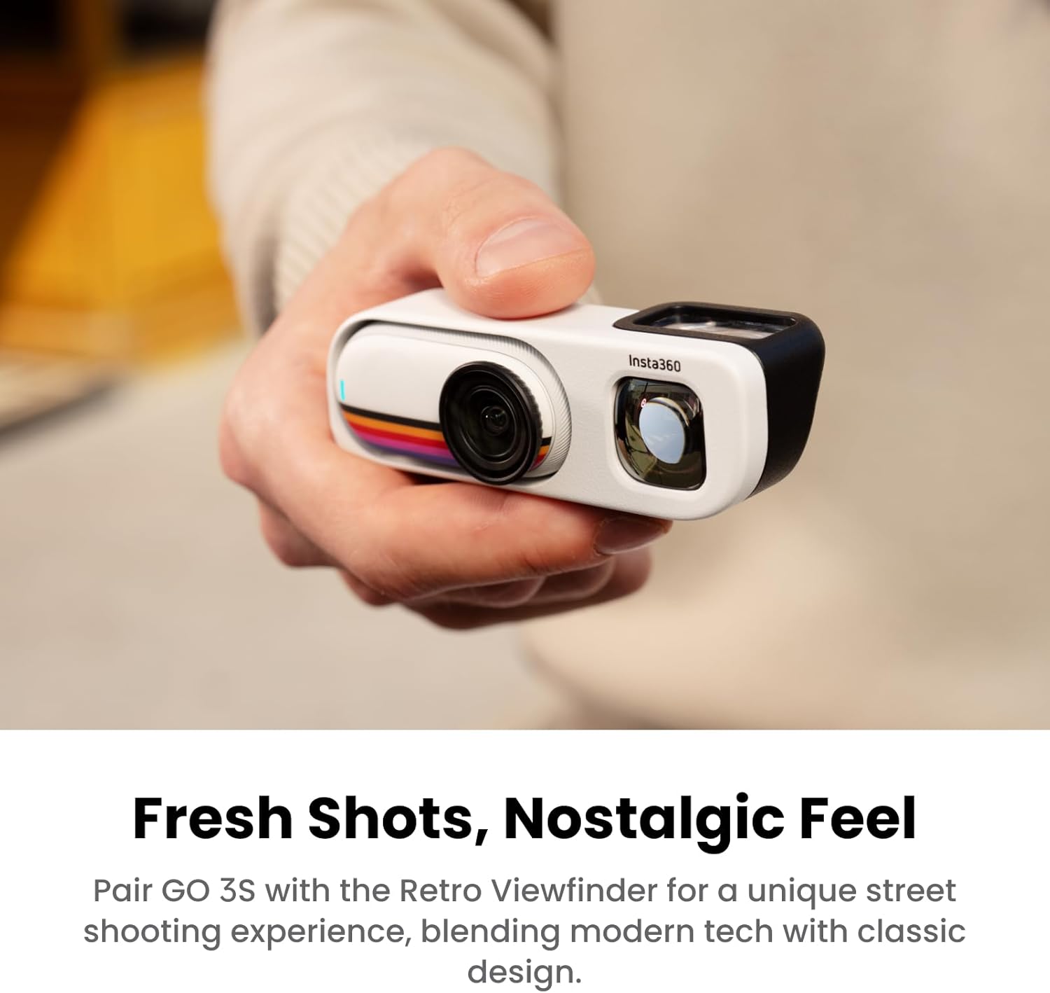Insta360 GO 3S Retro Bundle Special Edition 128GB White - Small 4K Vlogging Camera, Hands-Free POV Cam, Retro Filters, 4K30fps, Extra Bttery, Lightweight Wearable Vlog Camera for Street & Daily Shots