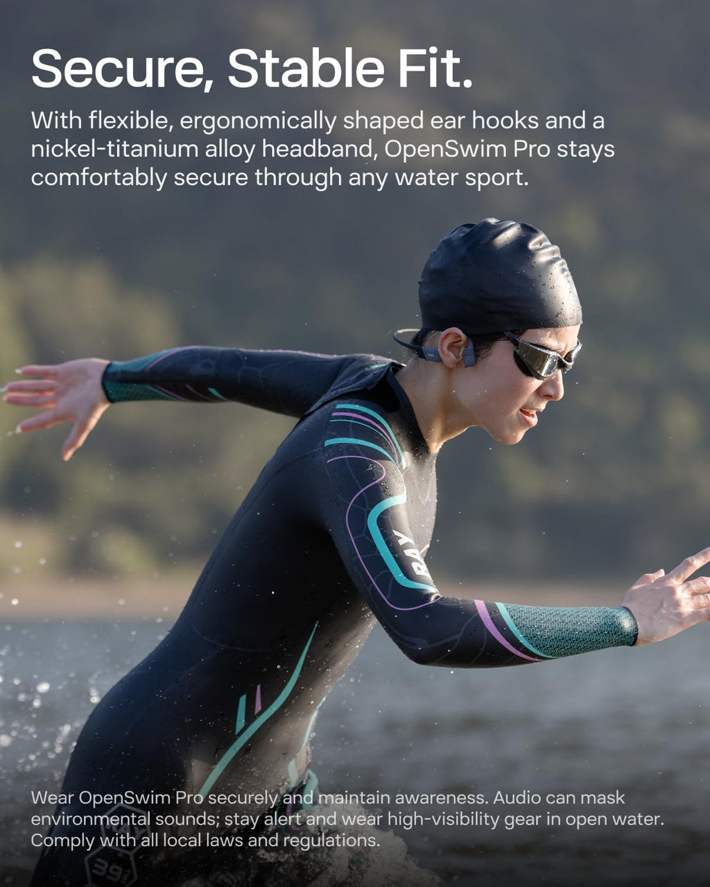 SHOKZ OpenSwim Pro - Open-Ear Bluetooth & MP3 Bone Conduction Sport Headphones, Swimming Headphones, IP68 Waterproof, Grey