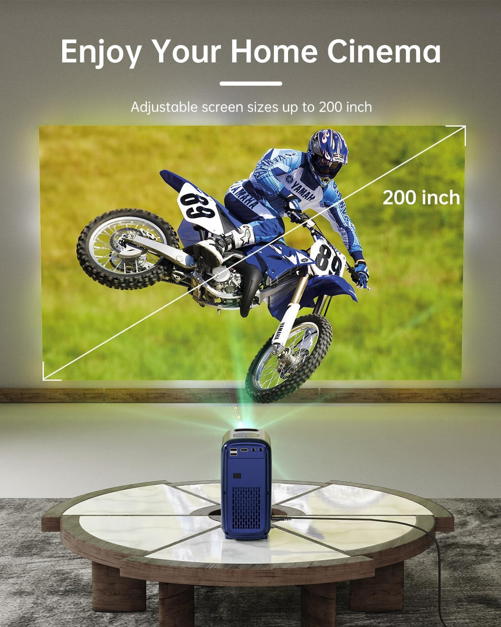 Mini Portable Bluetooth Movie Projector: HISION 1080P 4K Outdoor Home TV Proyector 8500L HD Video Led Projectors Gaming Cinema Theater Camping Support TV Stick Laptop Phone Tablet HDMI USB Blue