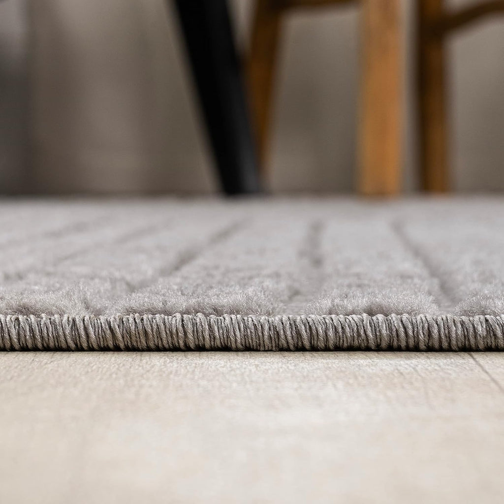 JONATHAN Y Hallie High-Low Curve Gray/Ivory 8x8 Square Indoor/Outdoor Area Rug, Minimalist, Pet Friendly, Non-Shedding, Stain Resistant, Hose-Washable for Backyard, Patio, Porch (SCN100A-8SQ)