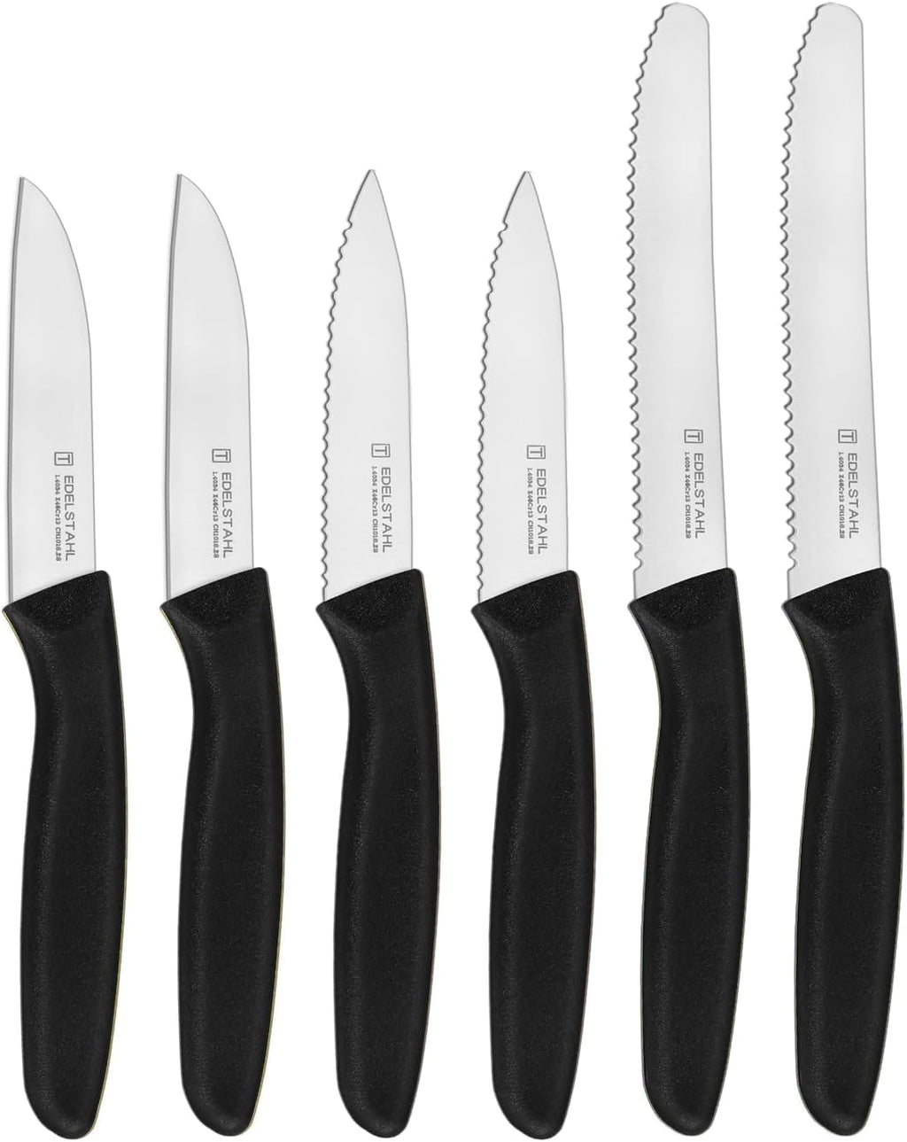 Paring Knife Set 6PCS, Ultra Sharp Kitchen Knives, Cutting & Peeling Knives, Kitchen Knives for Home Essentials, PP Plastic Handle-Black