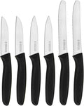 Paring Knife Set 6PCS, Ultra Sharp Kitchen Knives, Cutting & Peeling Knives, Kitchen Knives for Home Essentials, PP Plastic Handle-Black
