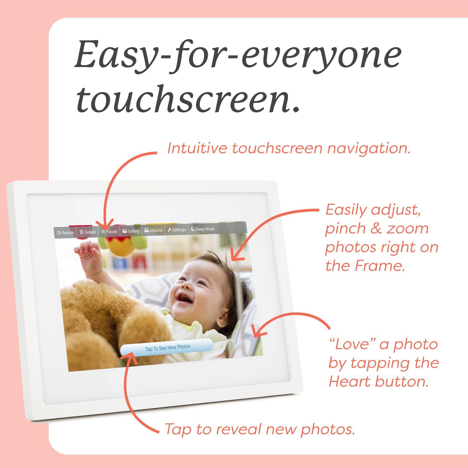 Skylight Digital Picture Frame - WiFi Enabled with Load from Phone Capability, Touch Screen Digital Photo Frame Display - Customizable Gift for Friends and Family - 10 Inch White