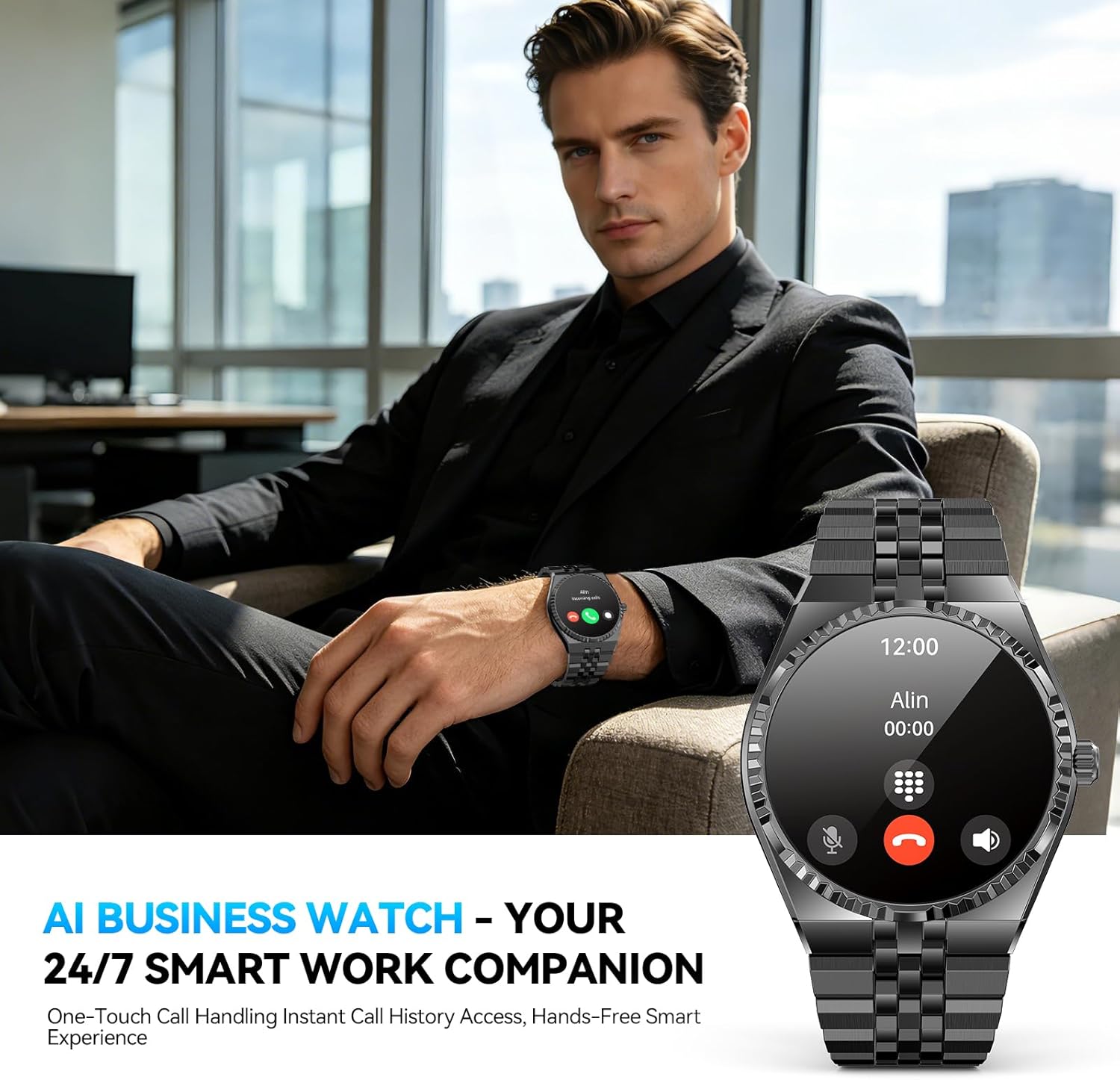 2026 Smart Watch with Bluetooth Calls, 1.32" AMOLED Display, 160+ Sports Modes, Heart Rate/Blood Oxygen/Blood Pressure/Sleep Monitor, IP68 Waterproof, Compatible with iOS Android for Men Women Black