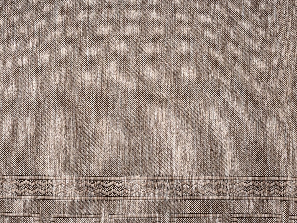 Diana Textured Foldable Indoor Outdoor Rug, 8x10, Weather Resistant, Easy Clean, UV Resistant, Modern Bordered Patio Carpet for Porch, Deck, Backyard, Living Room (8' x 10', Beige)