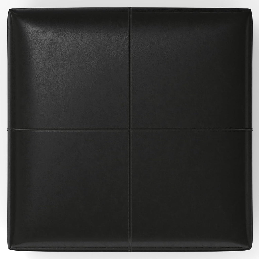 SIMPLIHOME Gabbie Storage Ottoman - 48 inch Wide Upholstered Vegan Leather Rectangle Storage Ottoman Bench in Midnight Black, Contemporary Ottoman for Living Room with Lift-Up Lid